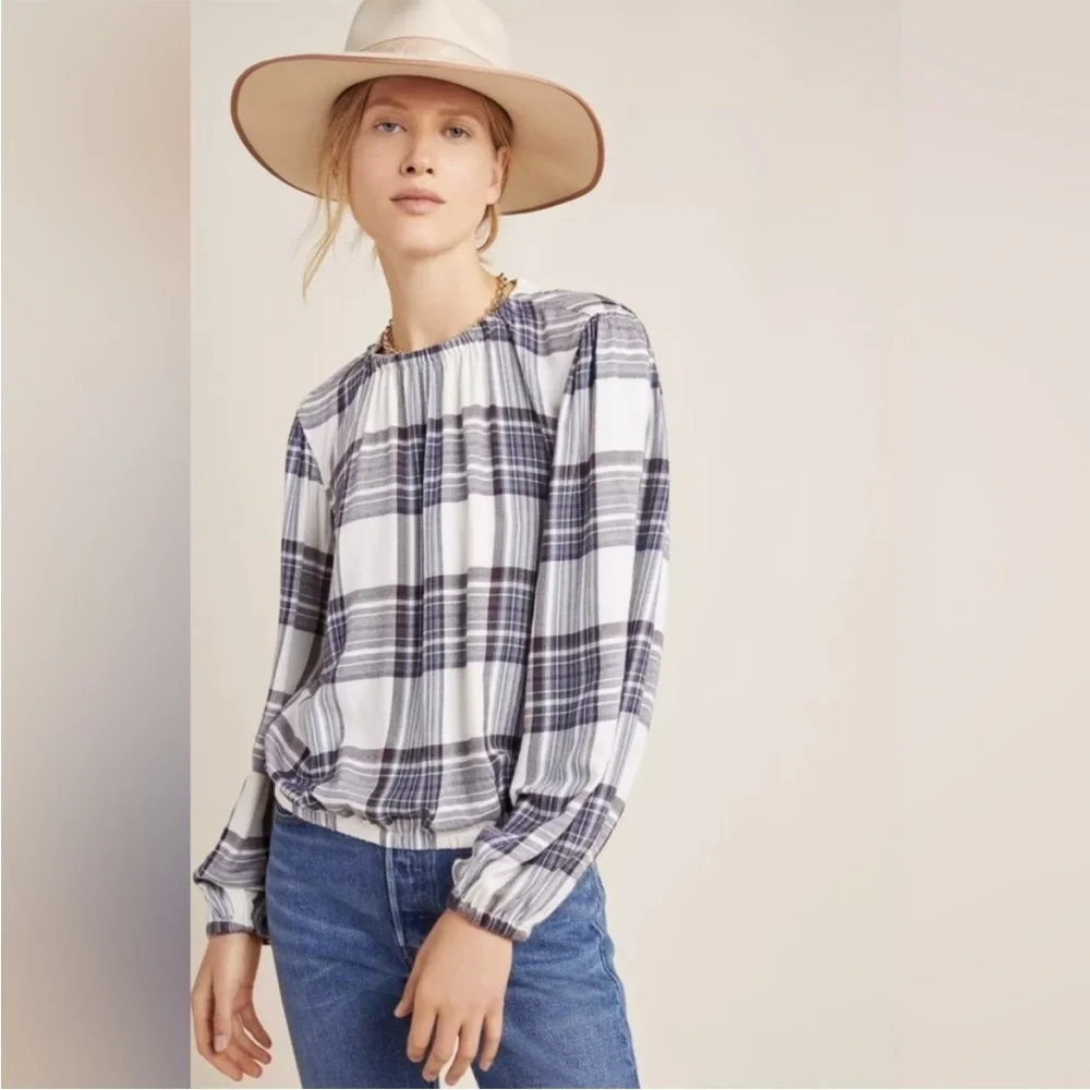 Cloth & Stone x Anthropologie Glacier Plaid Flannel Blouse